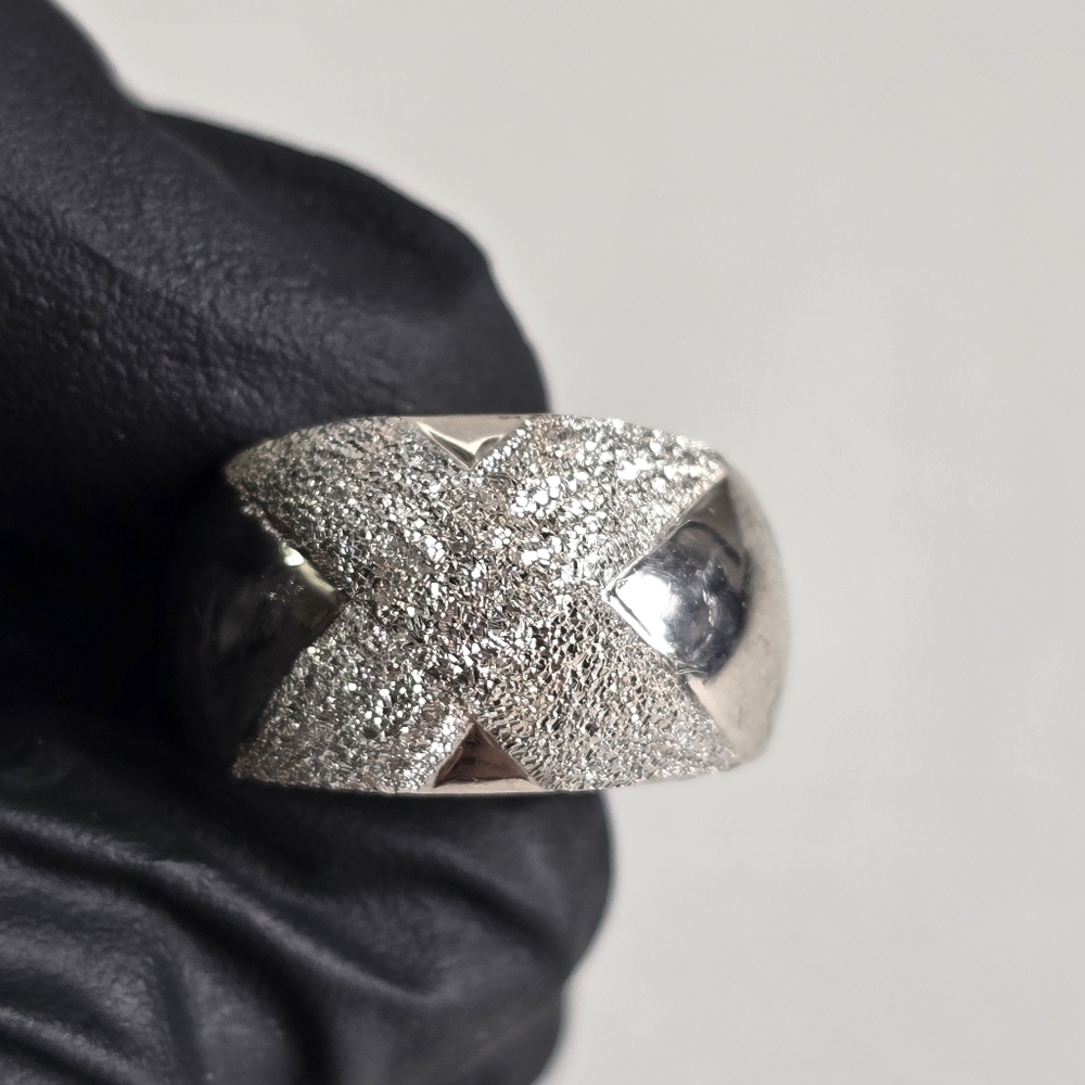 Sterling Silver 925 Textured X Ring